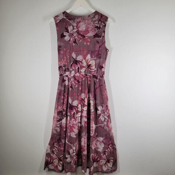 Enfocus Studio Floral Midi Dress Womens 12 Pink Floral Chiffon Romantic Ballet - Picture 6 of 12